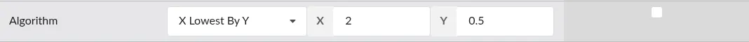 Screenshot: The Algorithm dropdown with the X/Y parameter inputs visible