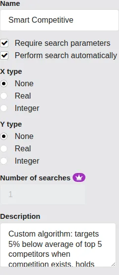 Algorithm Options Panel