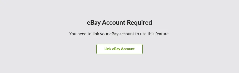 Screenshot: The "eBay Account Required" message on the Errors page